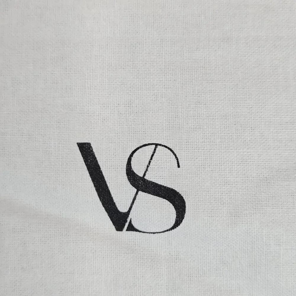 Victoria's Secret VS Logo Drawstring Dust Bag Cream White Cotton 16x12